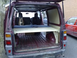 Sleeping platform being added to the van